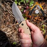 Off-Grid Knives – Rapid Fire Coyote, Large Assisted EDC, Hard Use Construction, Camping and Survival, Cryogenic D2 Blade Steel, Titanium Nitride Coating with G10 Scales, Deep Pocket Carry