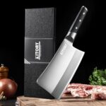 Kitory Meat Cleaver 7″, Heavy Duty Bone Kitchen Knife, Chinese Chef`s Butcher Knife, German High Carbon Stainless Steel with Full Tang Bolster Pakkawood Handle – with Luxury Gift Box