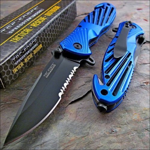 Tac-force Speedster Blue High Carbon Rescue Glass Breaker Knife