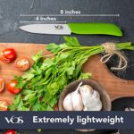 Vos Ceramic Paring Knife – Ceramic Knife 4 Inch Zirconia Blade With Sheath Cover – Handle Fruit and Vegetables Kitchen Knife (Green)