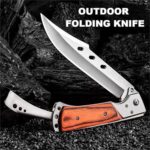 DOOM BLADE Long Blade Pocket Folding Knife – Sharp Survival Work Knives-Foldable Large Knife with Rosewood Handle,Gift for Dad Husband,for Hunting,Hiking,Camping (1 Knife)